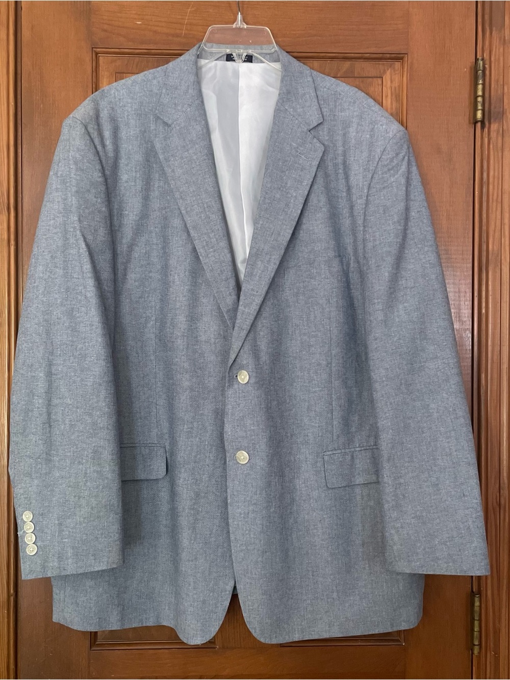 Saddlebred Men's Light Blue Two-Button 100% Cotton Sport Coat, Size 50R‎